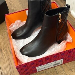 Tory Burch Black Quilted Ankle Boots